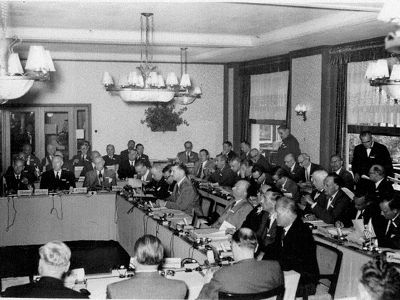 Fascist Formation: First Meeting, Bilderberg Hotel May 29 to 31, 1954, Oosterbeek, Netherlands, chaired by former SS officer, Prince Bernard.